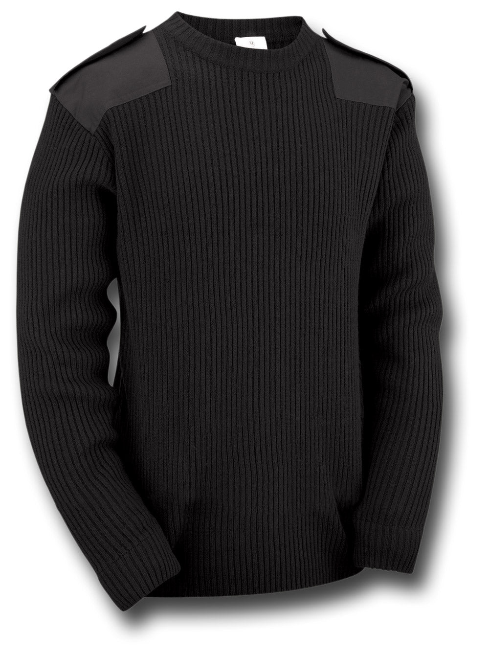 MILITARY STYLE CREW NECK SWEATER - BLACK