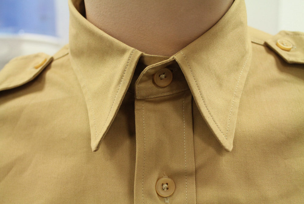 CWCW CHINO SHIRT LONG-SLEEVE - KHAKI - COLLAR