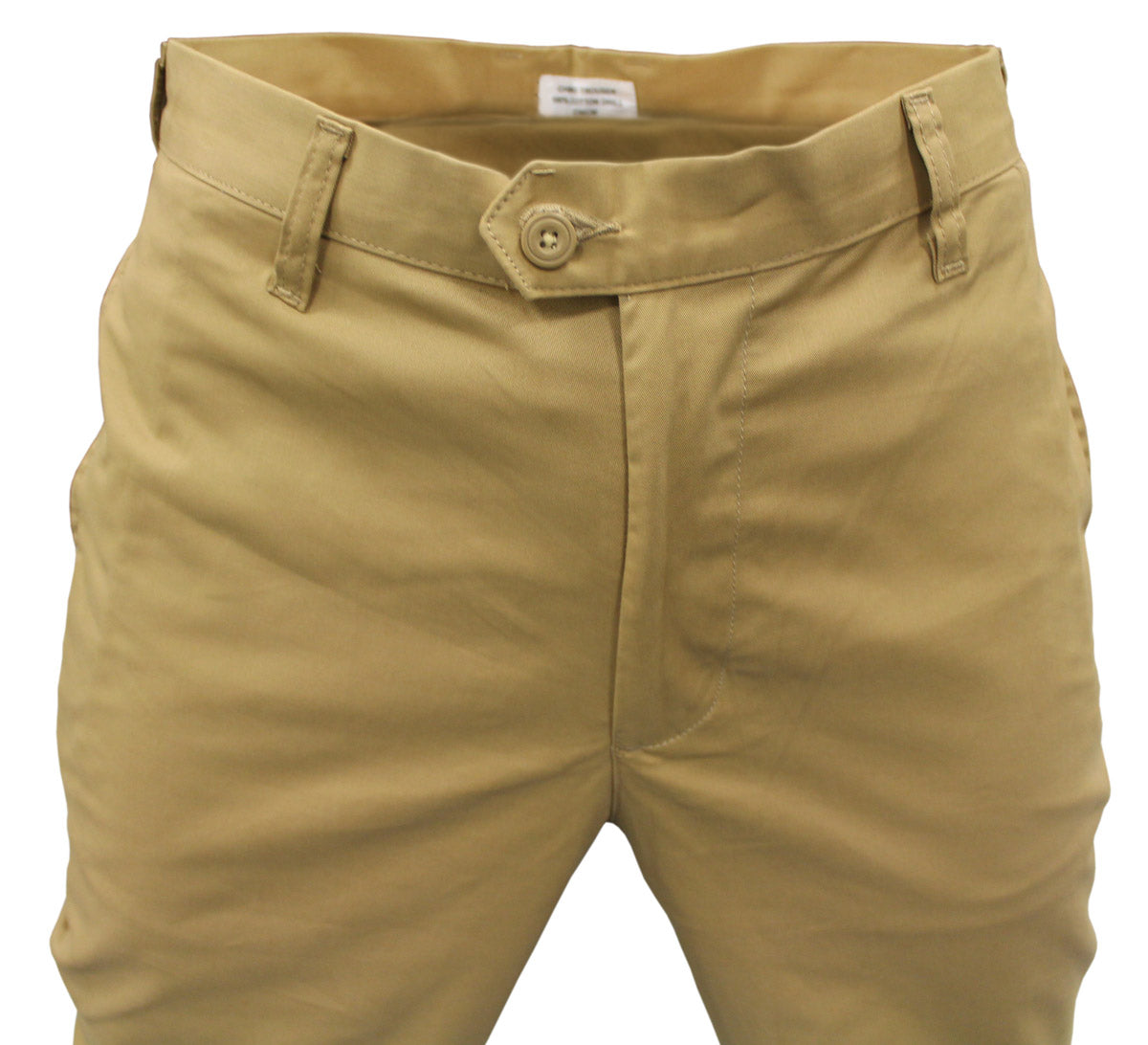 CWCW CHINO TROUSERS - KHAKI - BUTTON FASTENING