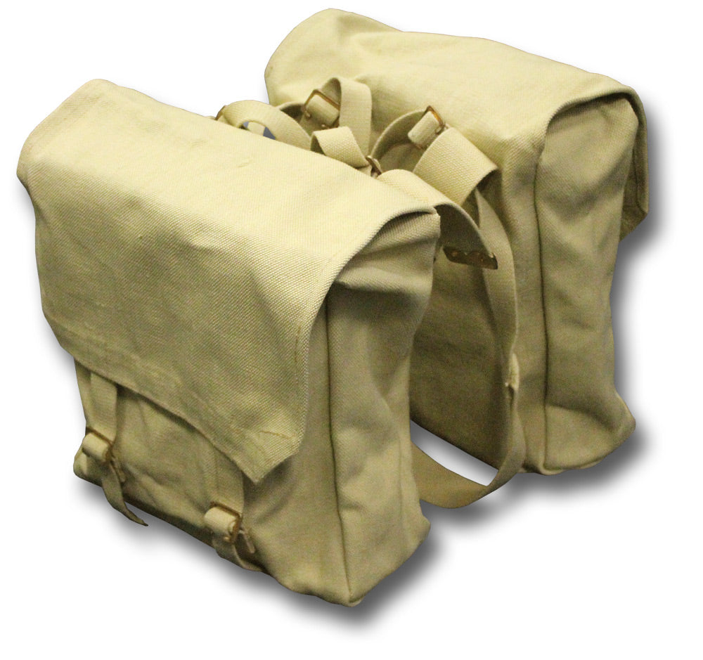 KHAKI WWII STYLE LARGE MOTORCYCLE PANNIERS - LIGHT KHAKI