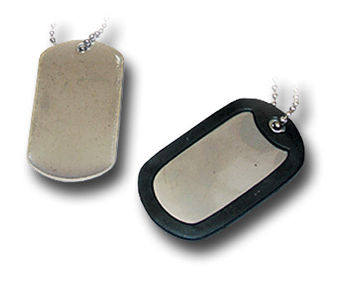 PAIR CLASSIC USA DOG TAGS, WITH CHAIN AND SILENCERS