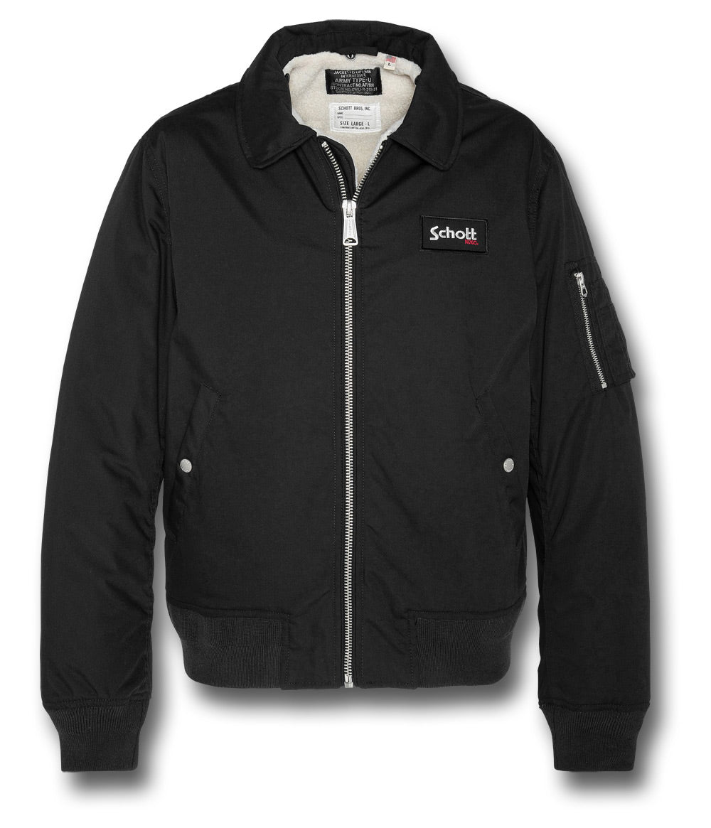 SCHOTT B18 PILOT JACKET - BLACK, WITHOUT COLLAR