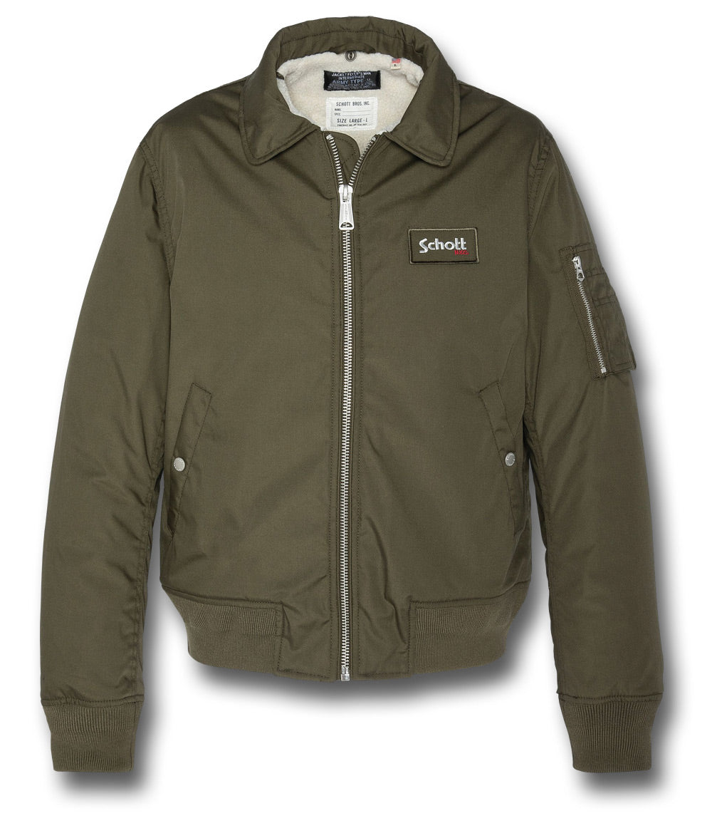 SCHOTT B18 PILOT JACKET - KHAKI, WITHOUT COLLAR