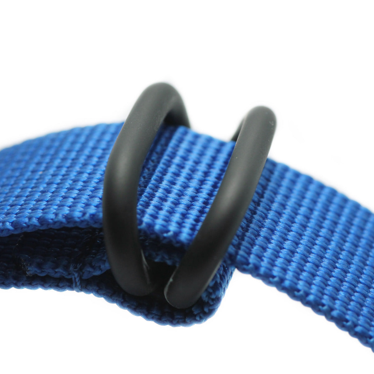 NATO STYLE 5-RING ZULU WATCH STRAP - BLUE WITH BLACK BUCKLES