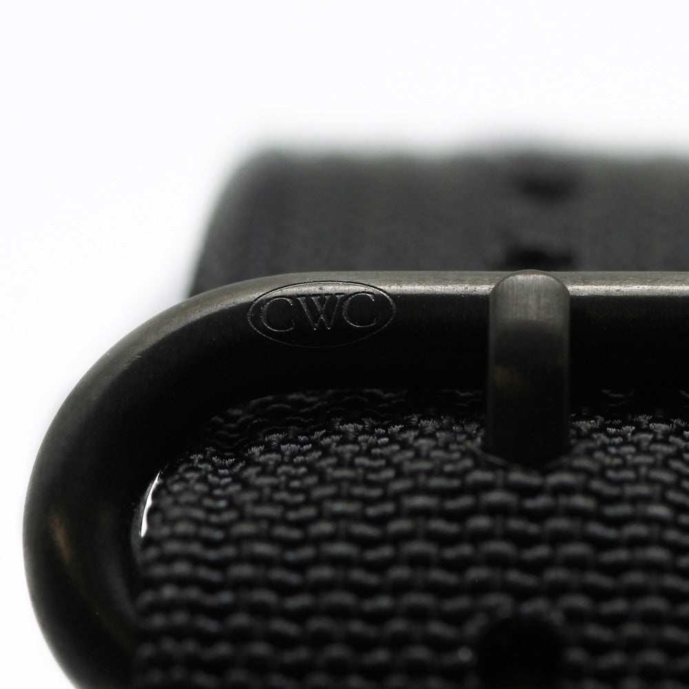 CWC LAND SEA AIR WATCH STRAP - BLACK WITH GUNMETAL BUCKLES