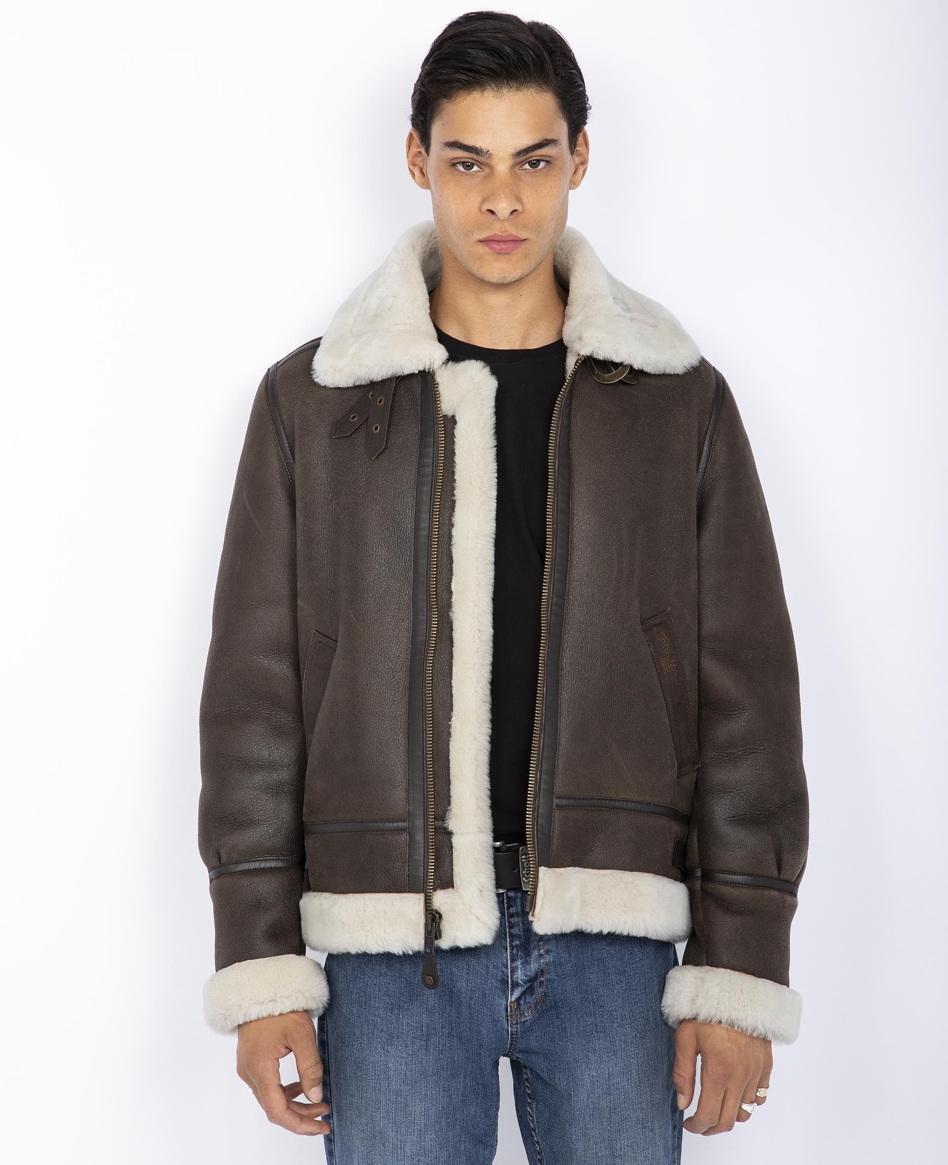 SCHOTT B3 SHEEPSKIN JACKET - BROWN