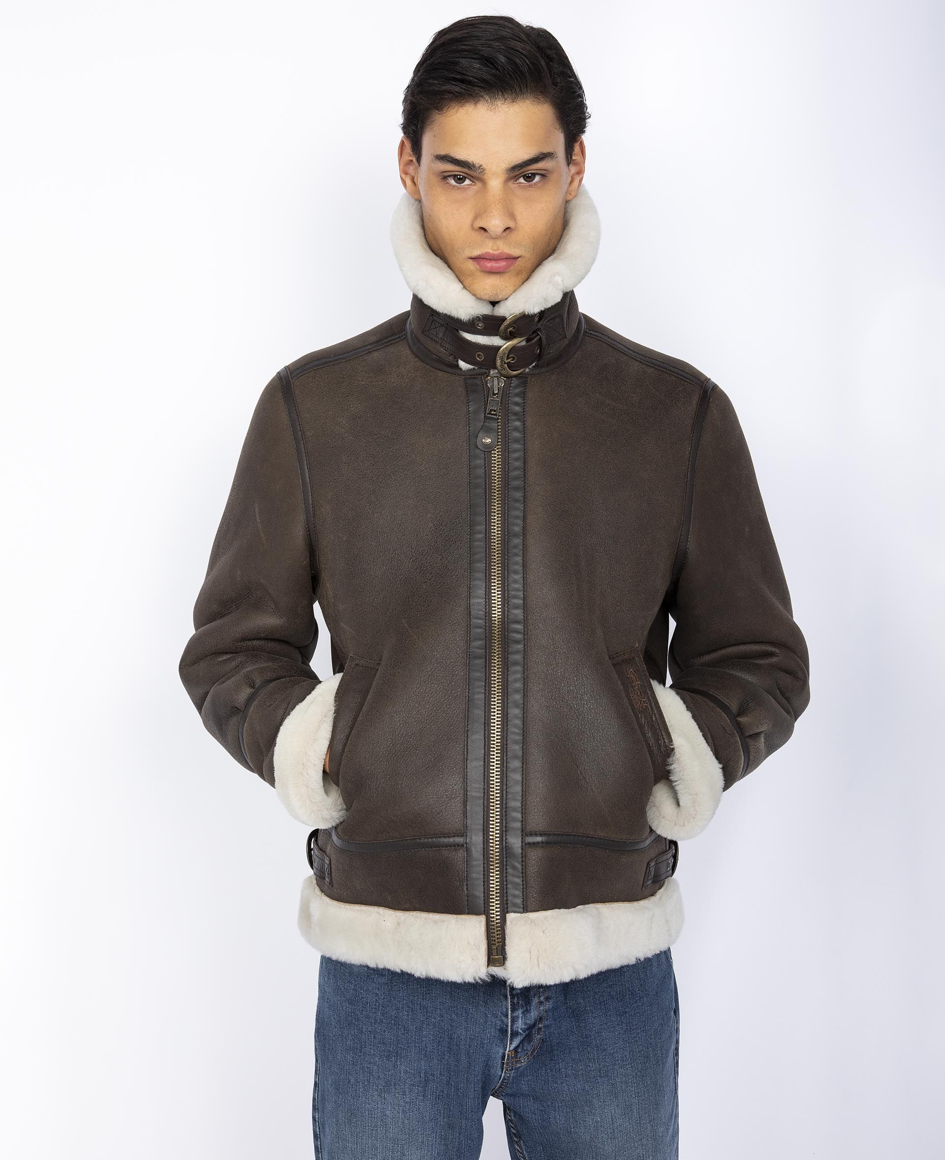 SCHOTT B3 SHEEPSKIN JACKET - BROWN