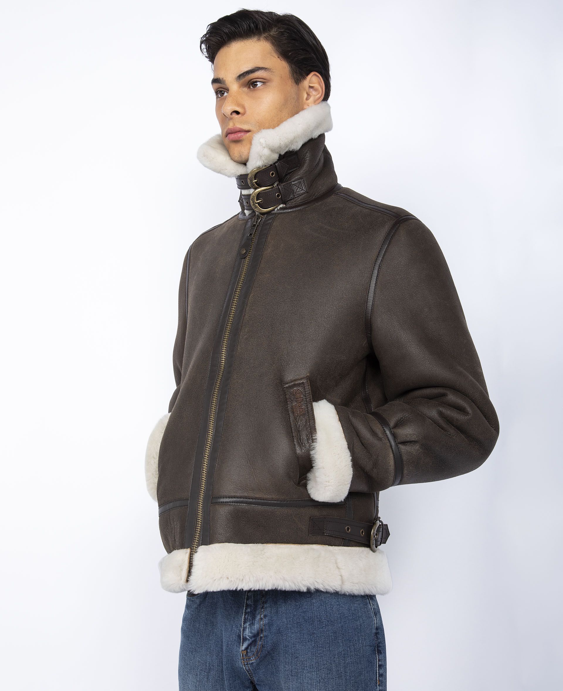 SCHOTT B3 SHEEPSKIN JACKET - BROWN