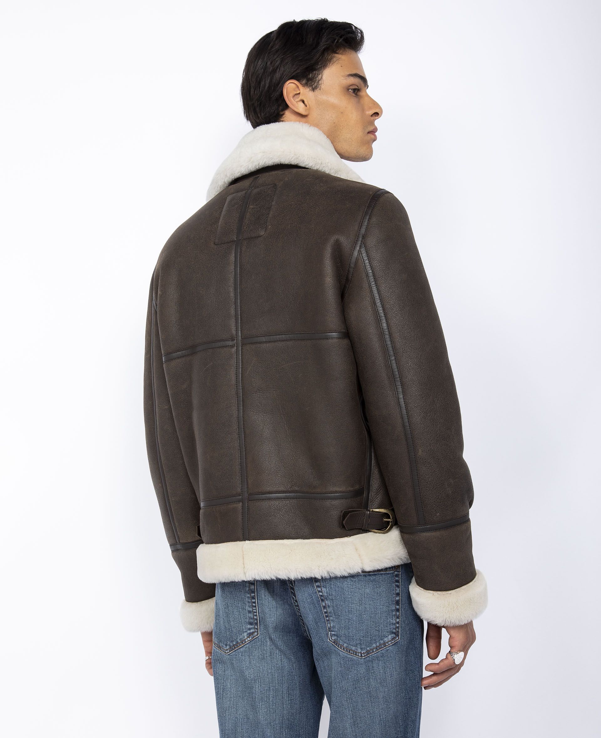 SCHOTT B3 SHEEPSKIN JACKET - BROWN, BACK