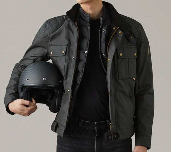 BELSTAFF BROOKLANDS MOTORCYCLE JACKET - WORN WITH VEST