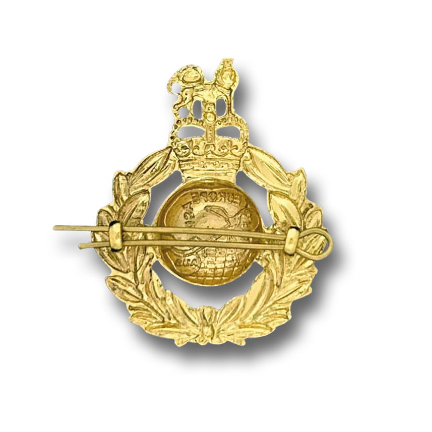ROYAL MARINES CAP BADGE BRASS - BACK