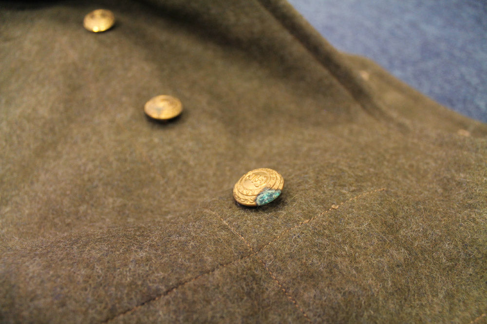 RARE KHAKI GREATCOAT MARINES - BUTTON DETAIL