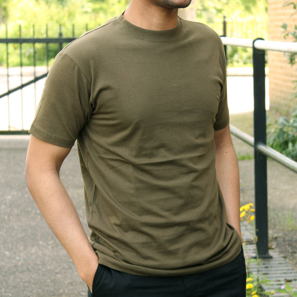 100% COTTON PLAIN T-SHIRT - GREEN