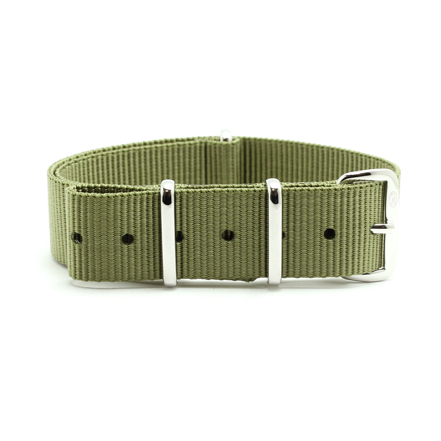 CABOT MILITARY WATCH STRAP - LIGHT GREEN WITH GLOSS SILVER BUCKLE
