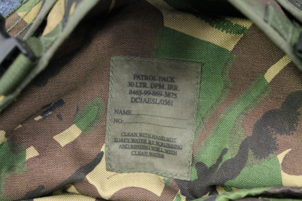DPM GENUINE PATROL PACK 50LT - GRADE 1 USED - LABEL DETAIL