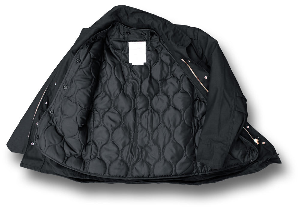 M65 STYLE JACKET WITH LINER - BLACK, INSIDE