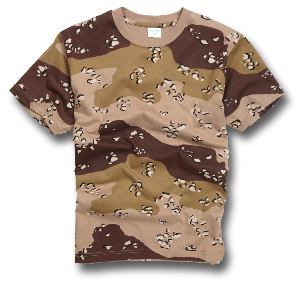 100% COTTON CAMMO T-SHIRT - DESERT CHOC CHIP