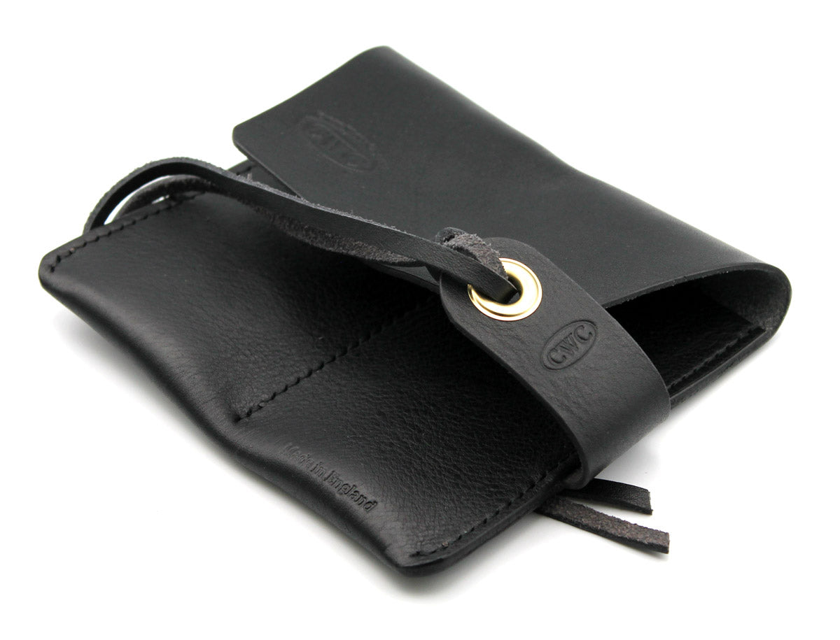 CWC 2-POCKET LEATHER WATCH ROLL - BLACK