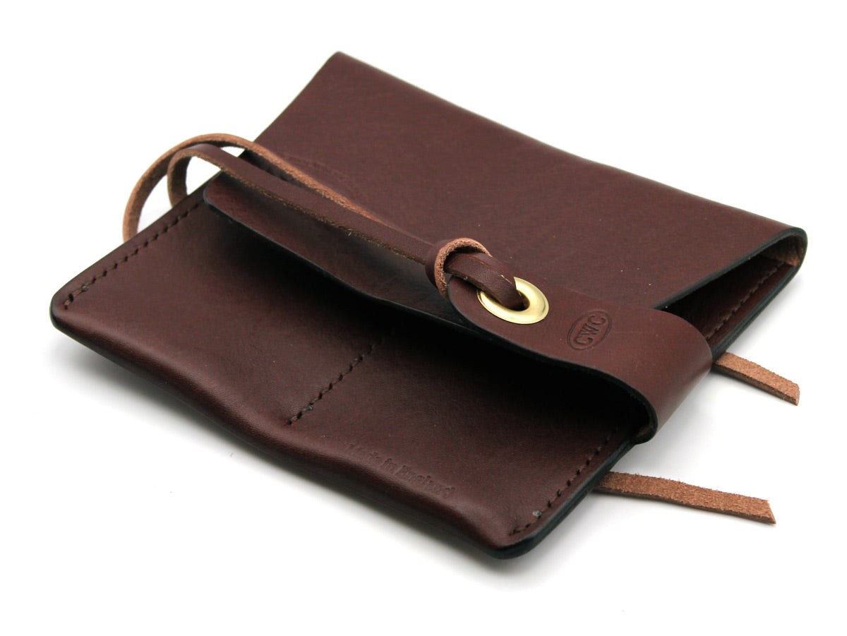 CWC 2-POCKET LEATHER WATCH ROLL - CHESTNUT BROWN