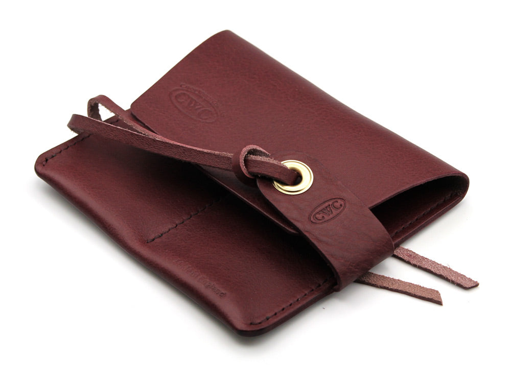 CWC 2-POCKET LEATHER WATCH ROLL - BURGUNDY