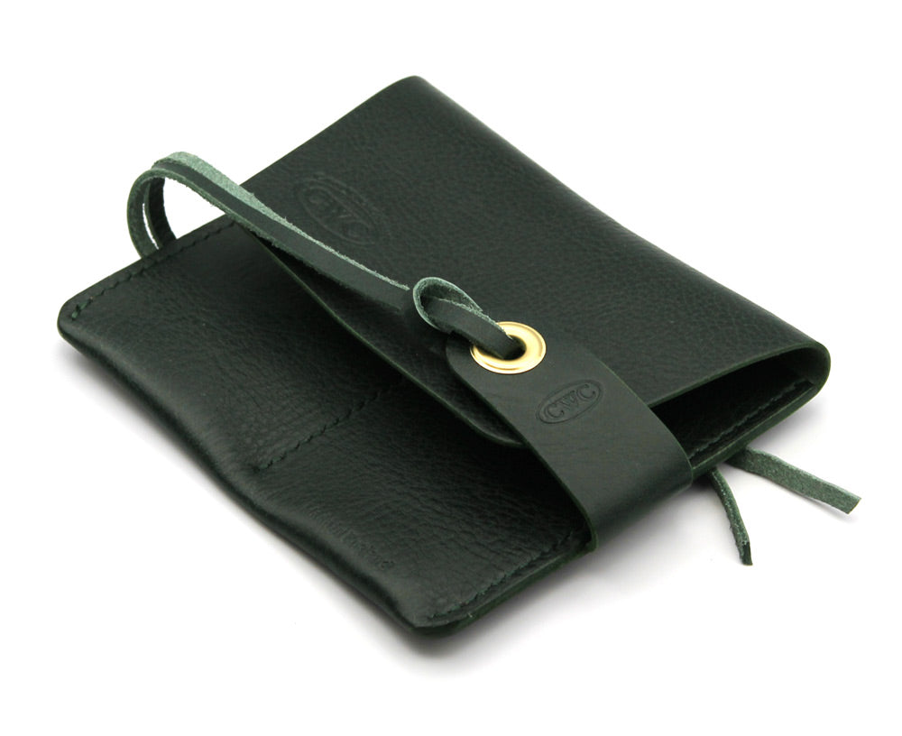CWC 2-POCKET LEATHER WATCH ROLL - DARK GREEN