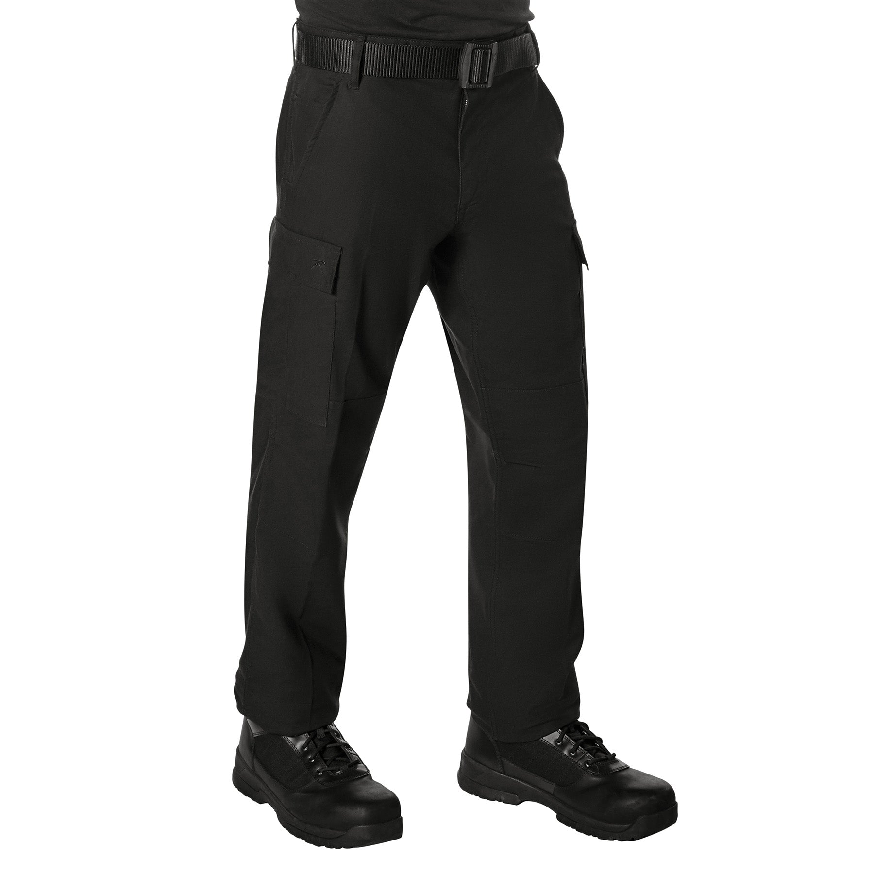 ROTHCO FLEECE LINED ACTIVE FLEX CANVAS WORK CARGO TROUSERS - BLACK