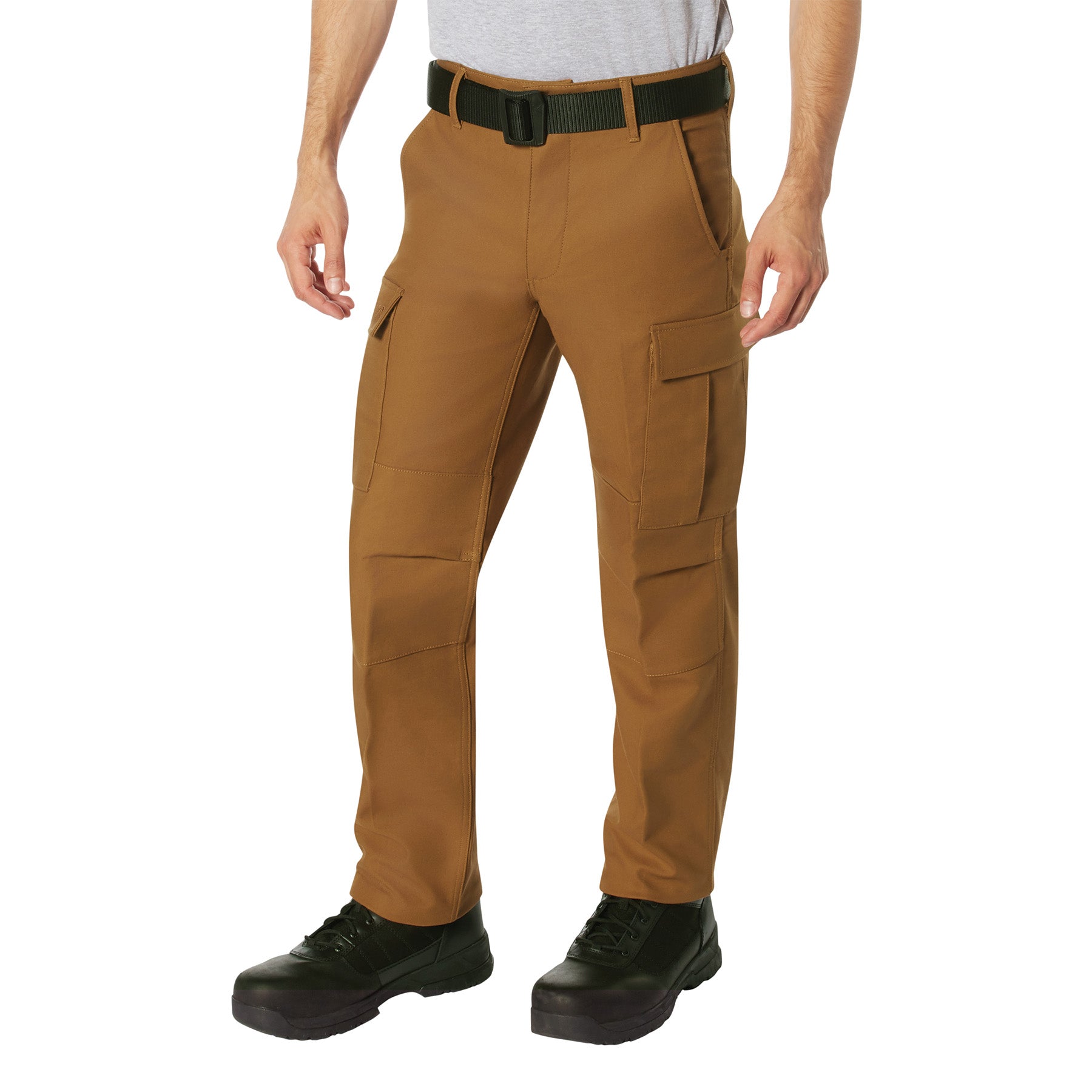 ROTHCO FLEECE LINED ACTIVE FLEX CANVAS WORK CARGO TROUSERS - BROWN