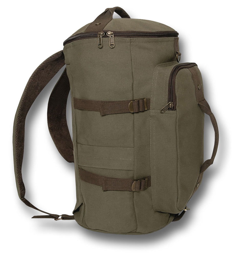 ROTHCO CONVERTIBLE CANVAS DUFFLE BACKPACK - GREEN