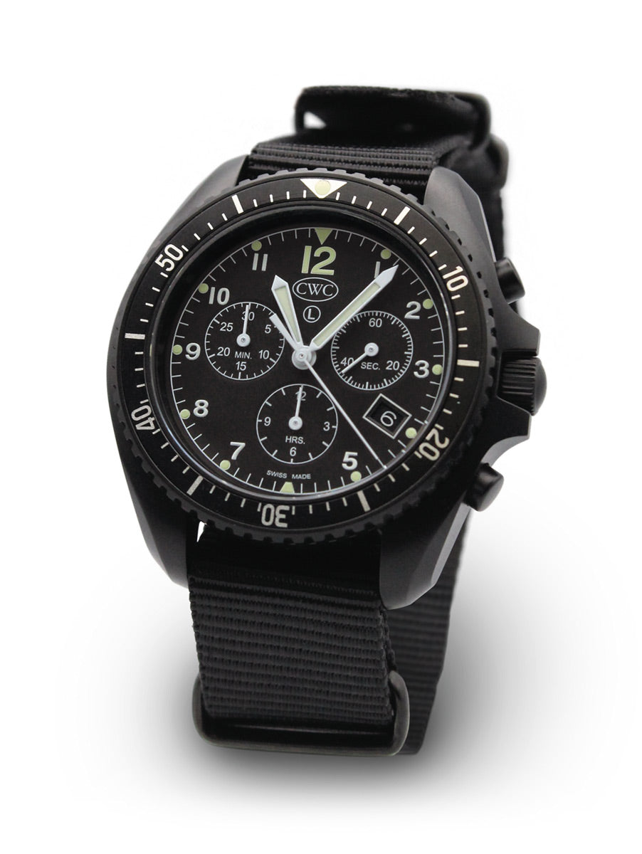 CABOT SEA FALCON BLACK CHRONO DIVER WATCH