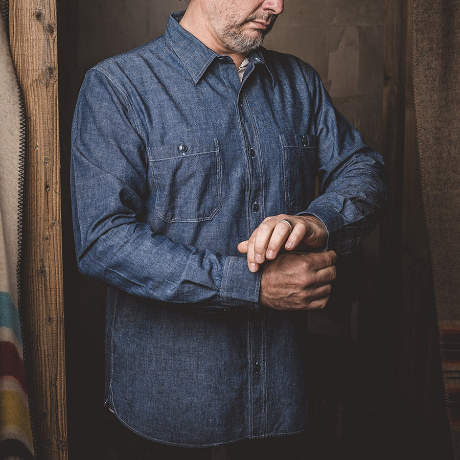 PIKE BROTHERS 1940 USN CHAMBRAY SHIRT - BLUE