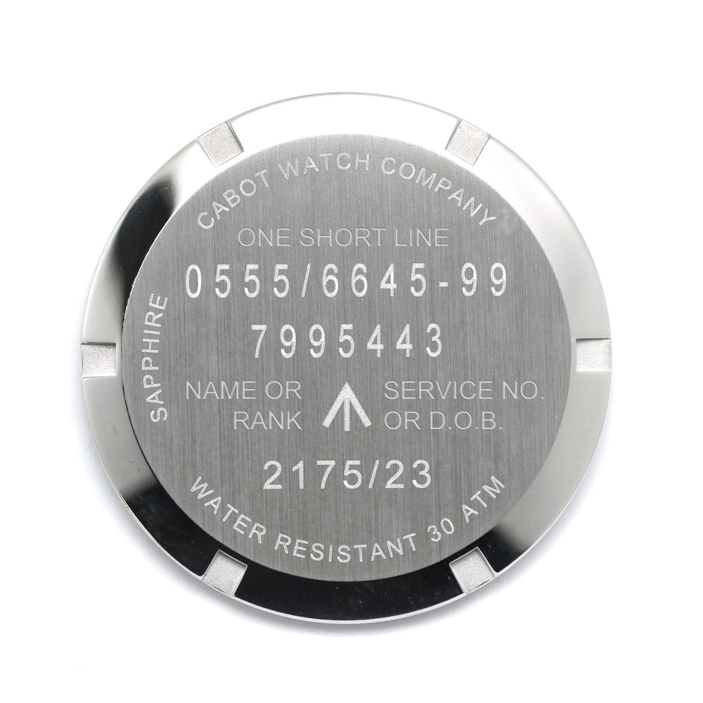 ENGRAVING FOR CASE BACK - DIVER WITH EXISTING CASE BACK
