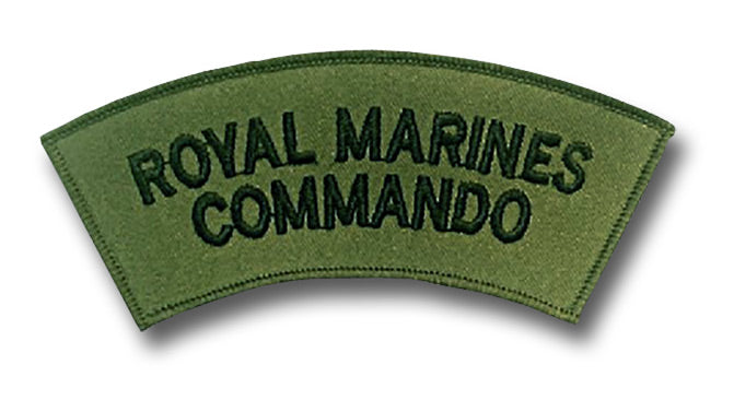 ROYAL MARINES COMMANDO SHOULDER BADGE - BLACK ON GREEN