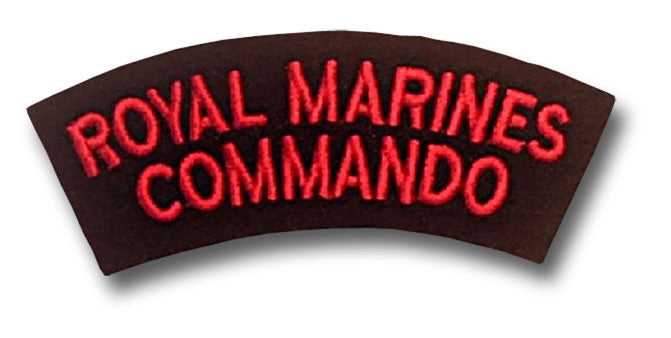 ROYAL MARINES COMMANDO SHOULDER BADGE - RED ON BLACK