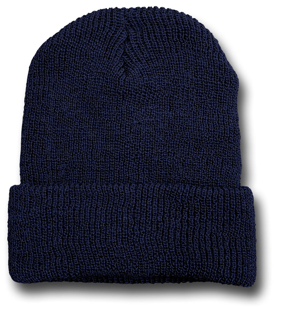 USA WOOL SKULL CAP BEANIE HAT - NAVY BLUE