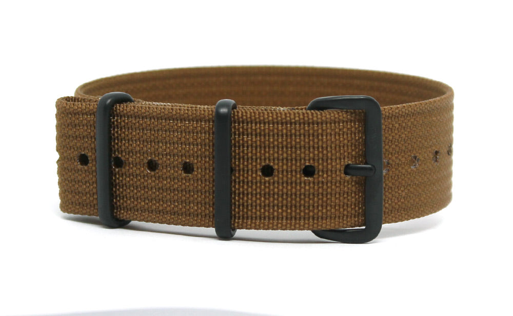 CWC SINGLE PASS RIBBED STRAP - COYOTE BROWN WITH BLACK BUCKLE