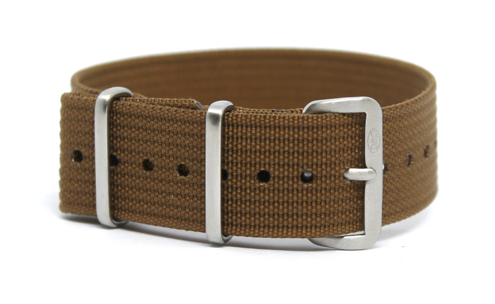 CWC SINGLE PASS RIBBED STRAP - COYOTE WITH SILVER BUCKLE