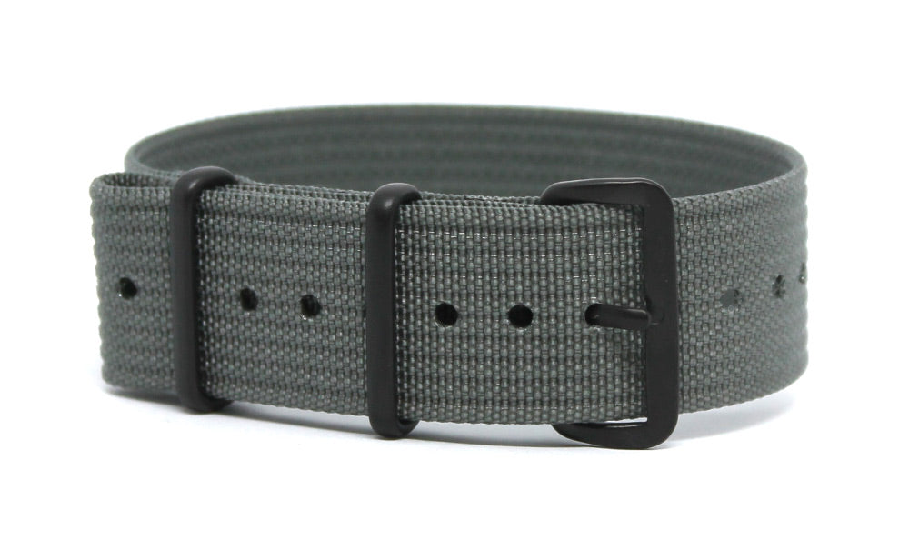 CWC SINGLE PASS RIBBED STRAP - GREY WITH BLACK BUCKLE