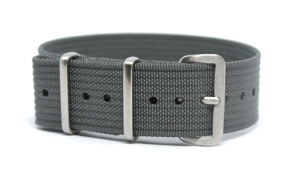 CWC SINGLE PASS RIBBED STRAP - GREY WITH SILVER BUCKLE