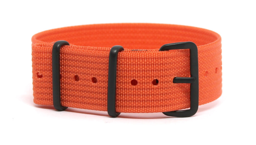 CWC SINGLE PASS RIBBED STRAP - ORANGE WITH BLACK BUCKLE