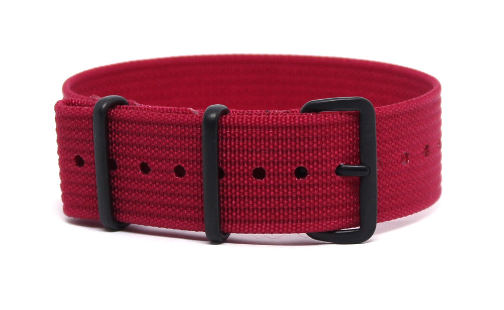 CWC SINGLE PASS RIBBED STRAP - WINE RED WITH BLACK BUCKLE