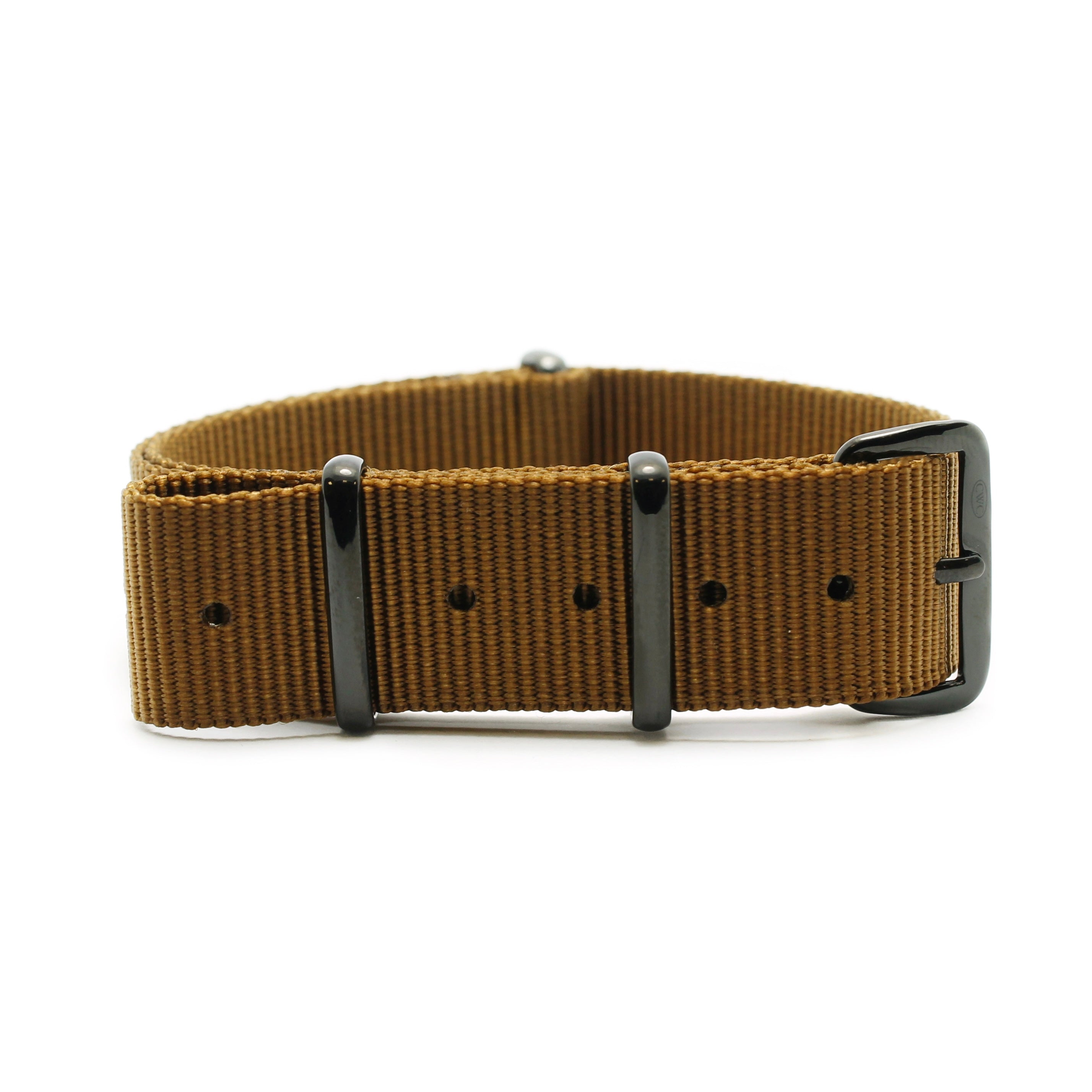 CABOT MILITARY WATCH STRAP - COYOTE WITH GLOSS BLACK BUCKLE