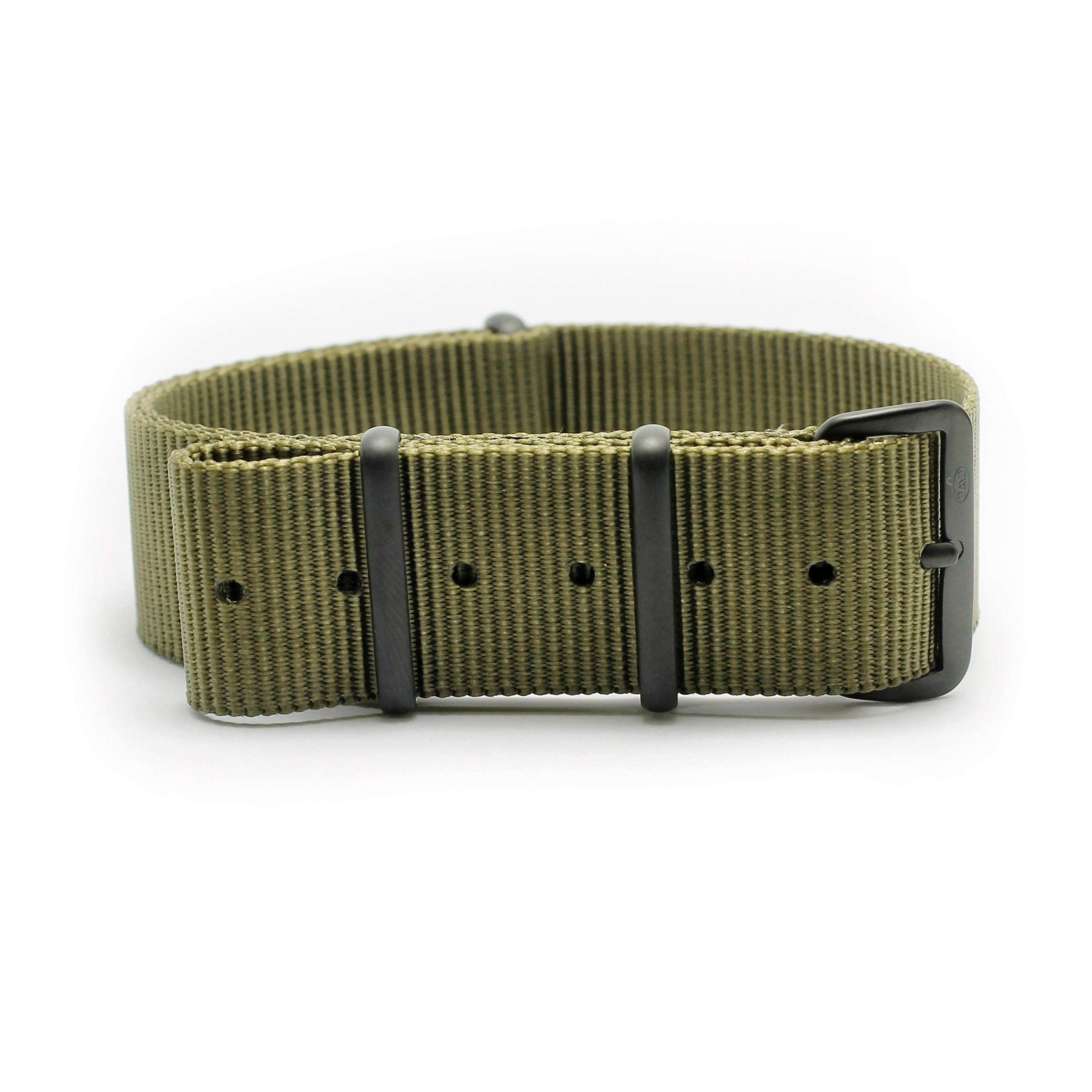 CABOT MILITARY WATCH STRAP - GREEN WITH MATTE BLACK BUCKLE