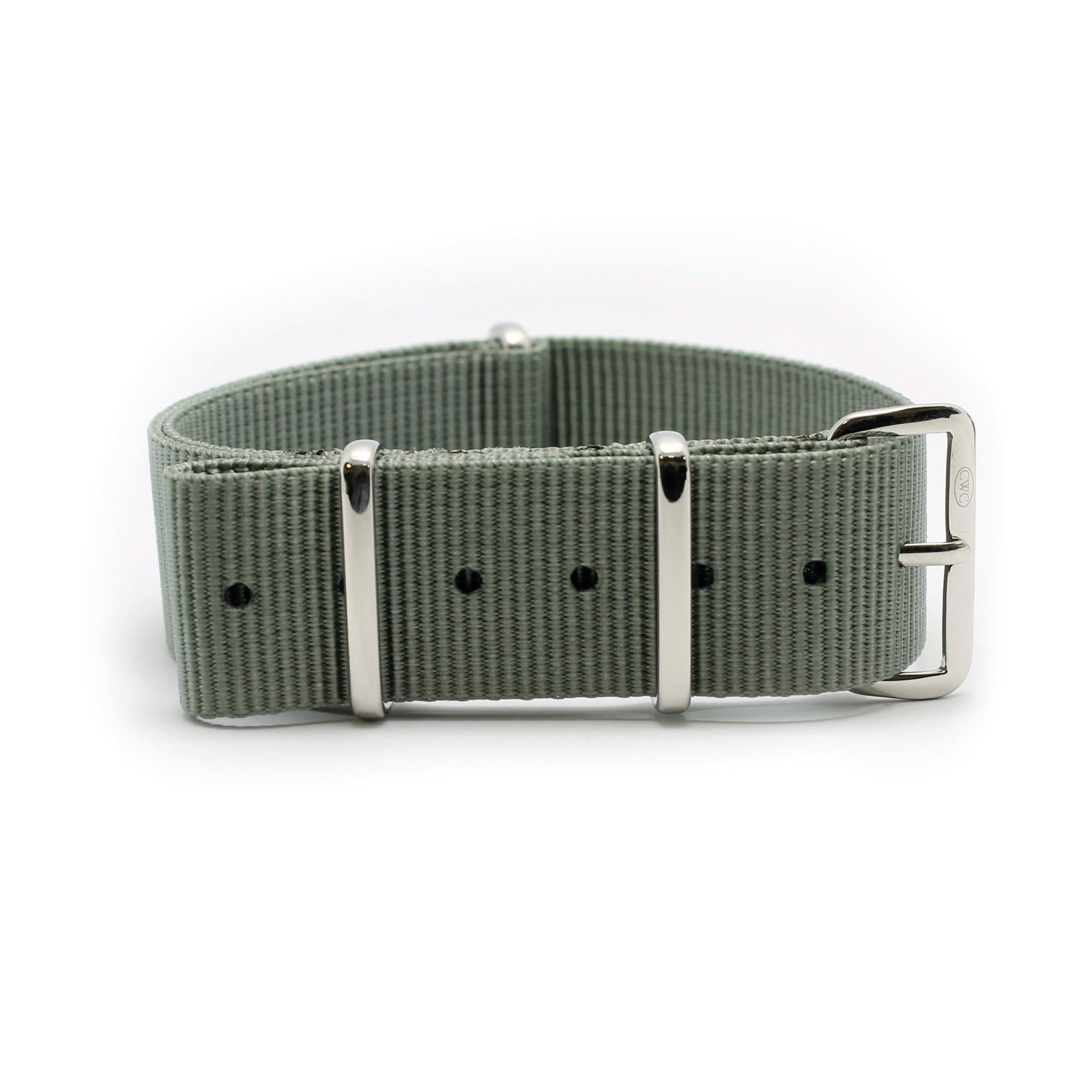 CABOT MILITARY WATCH STRAP - VINTAGE GREY WITH GLOSS SILVER BUCKLE