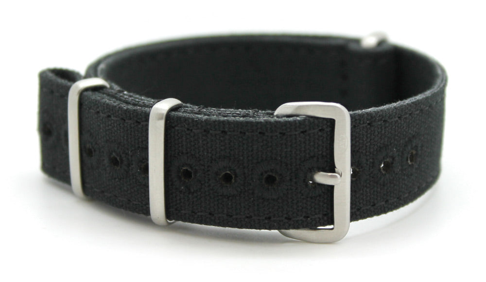 CWC VINTAGE CANVAS NATO STRAP - BLACK