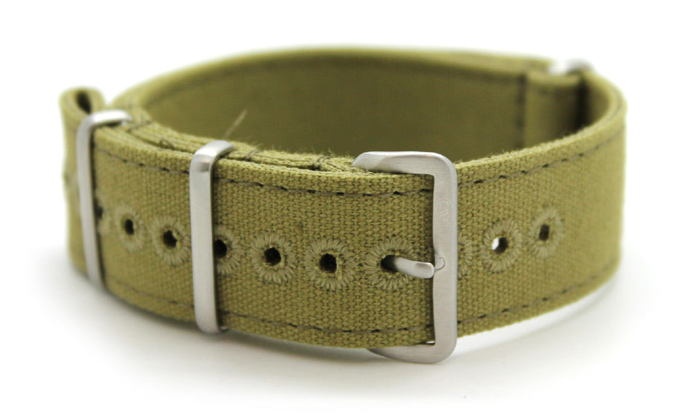 CWC VINTAGE CANVAS NATO STRAP - GREEN