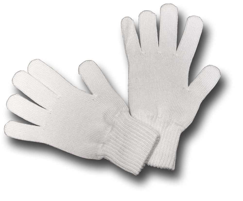WHITE KNITTED COTTON GLOVES - Silvermans
