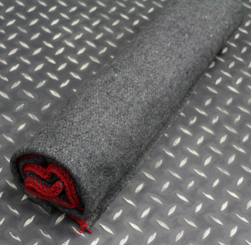 GREY ARMY BLANKET WITH RED EDGES - ROLLED UP