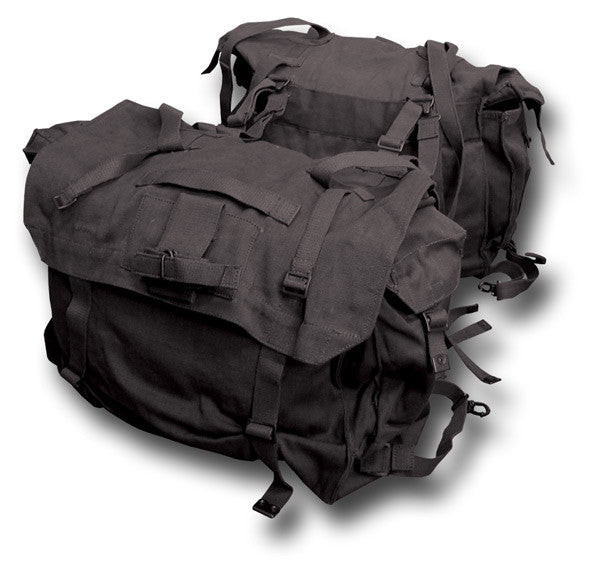 BLACK CANVAS MOTORCYCLE PANNIERS, GRADE 1