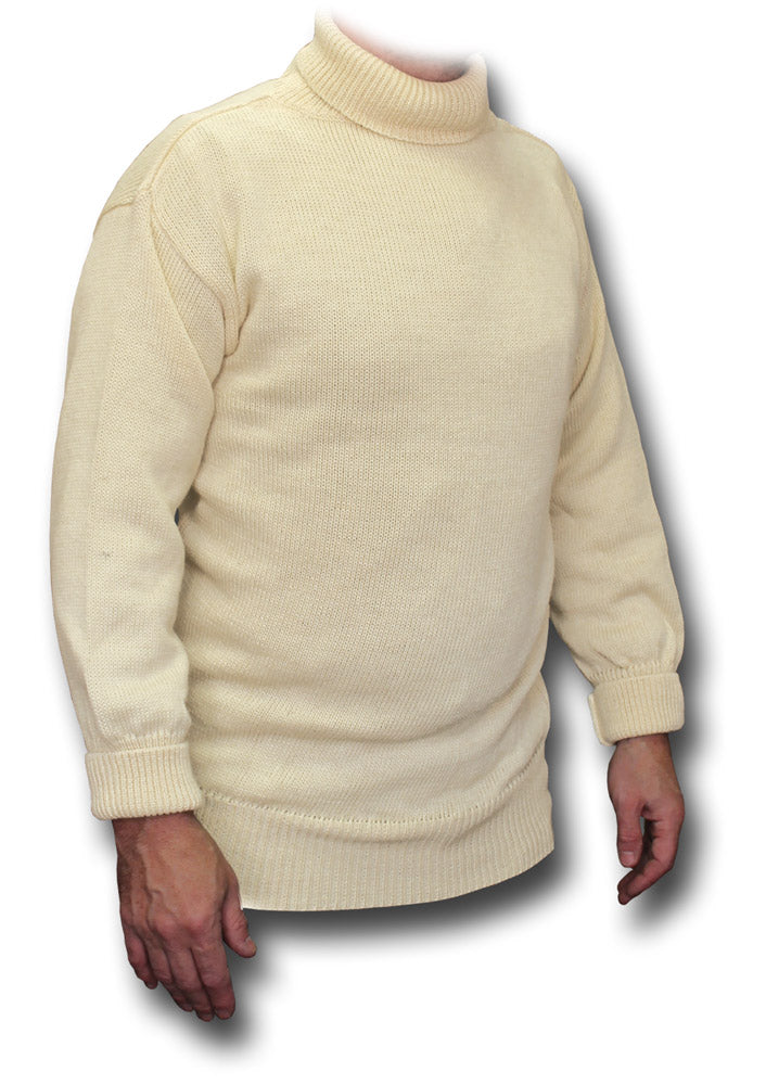 Submariner Sweater, Polo Neck, Natural Cream, Chunky Wool - THE NAUTICAL  COMPANY UK