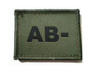BLOOD GROUP PATCH/BADGE - OLIVE, AB-